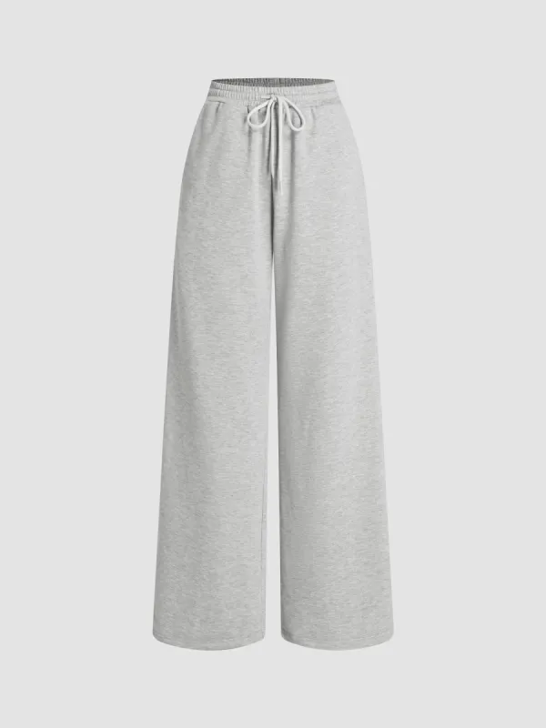 Petite Mid Rise Solid Knotted Pocket Wide Leg Trousers sold by Cider