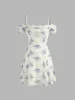 Off-Shoulder Removable Bowknot Floral Mini Dress sold by Cider