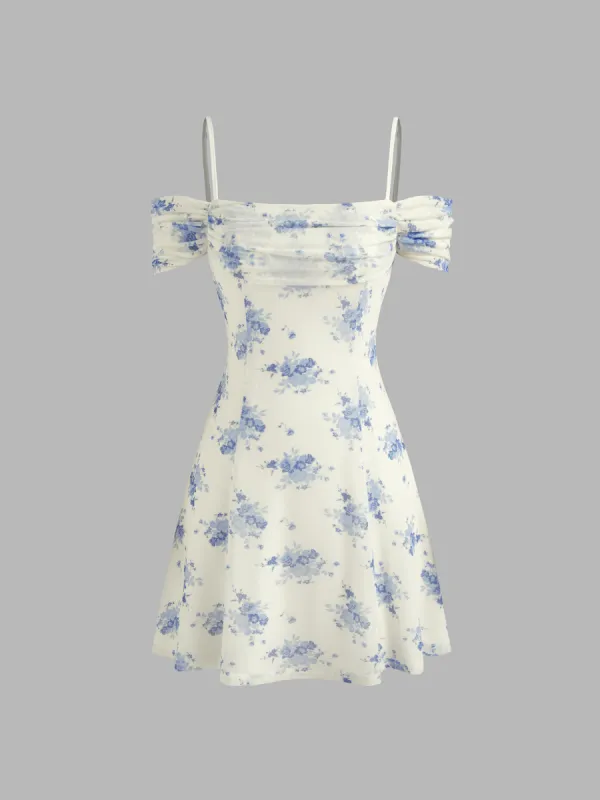 Off-Shoulder Removable Bowknot Floral Mini Dress sold by Cider