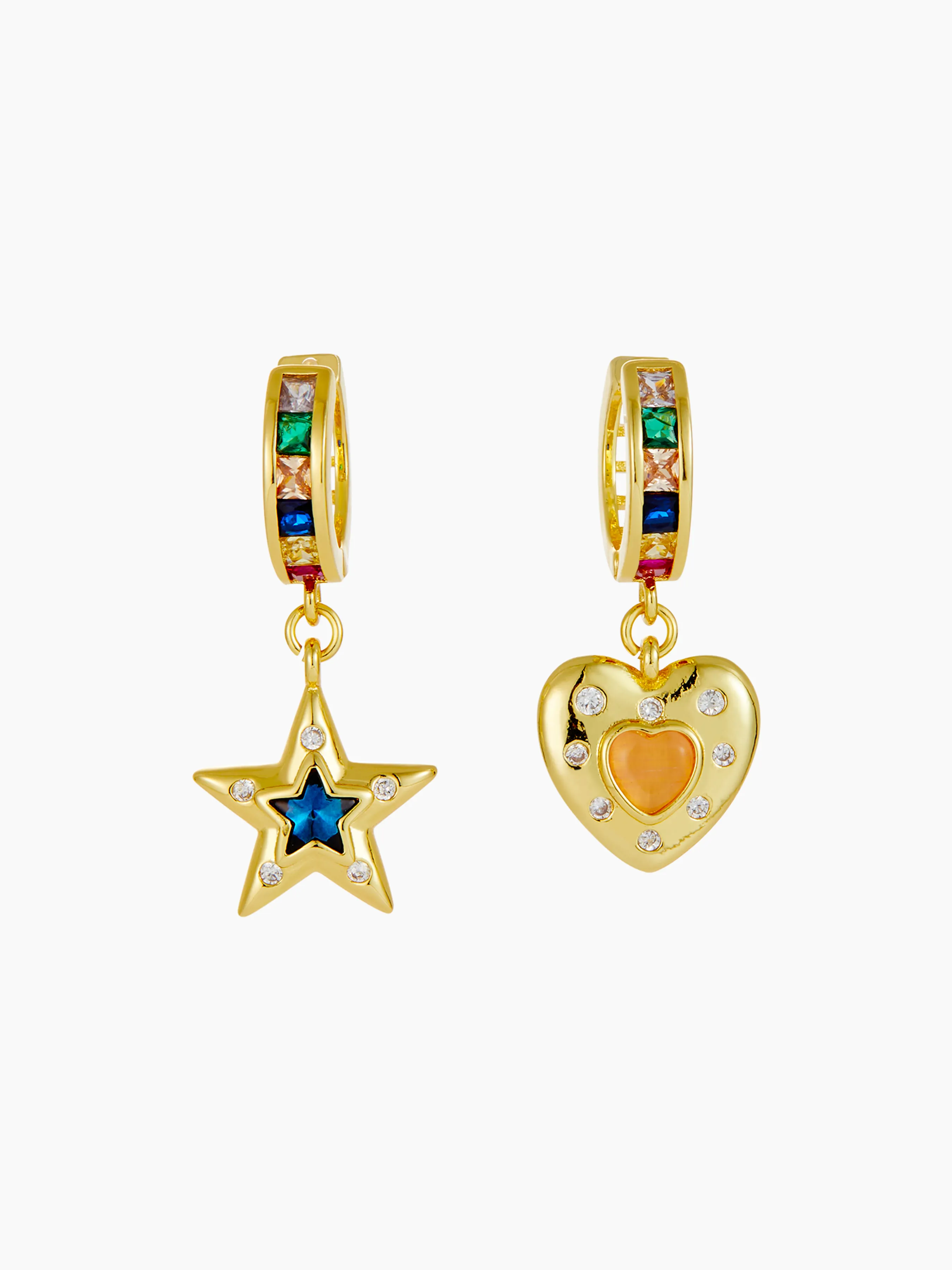 Colorful Rhinestone Star&Heart Dangle Earrings sold by Cider