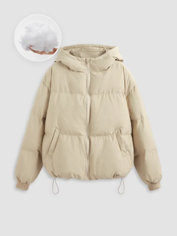 Solid Hooded Puffer Coat sold by Cider