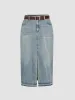 Split Denim Maxi Skirt With Belt Curve & Plus sold by Cider