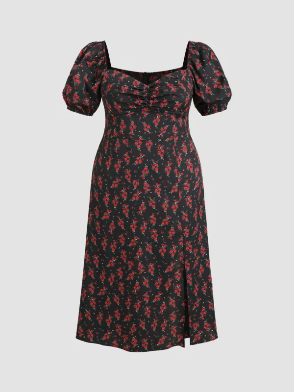 Floral Sweetheart Split Maxi Dress Curve & Plus sold by Cider