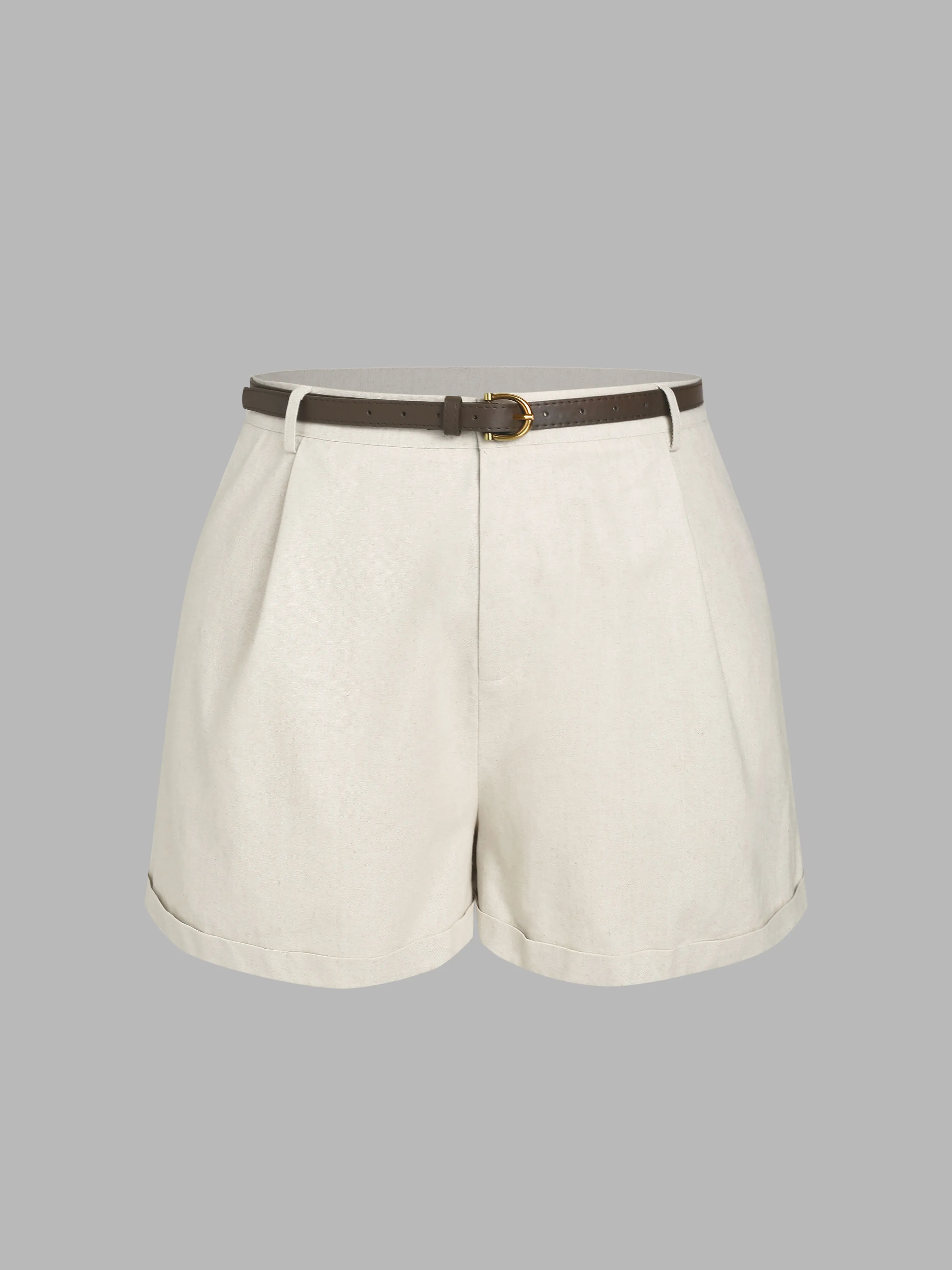 Linen-Blend High Waist Belted Wide Leg Shorts Curve & Plus sold by Cider