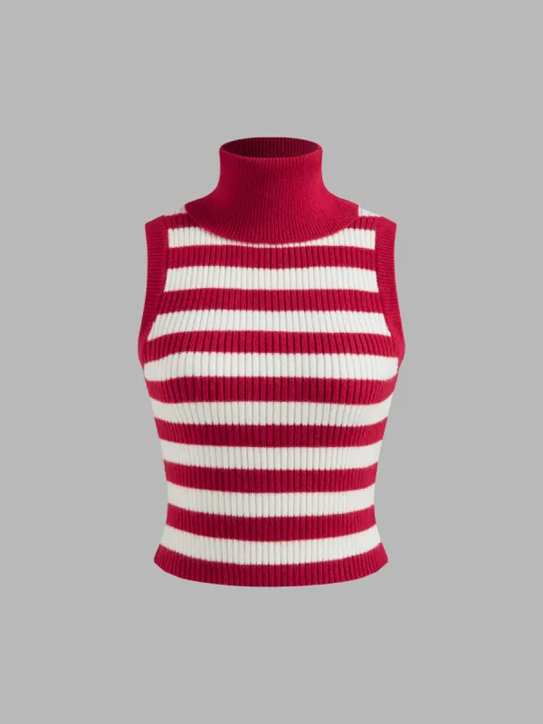 Knit Turtleneck Striped Tank Top sold by Cider