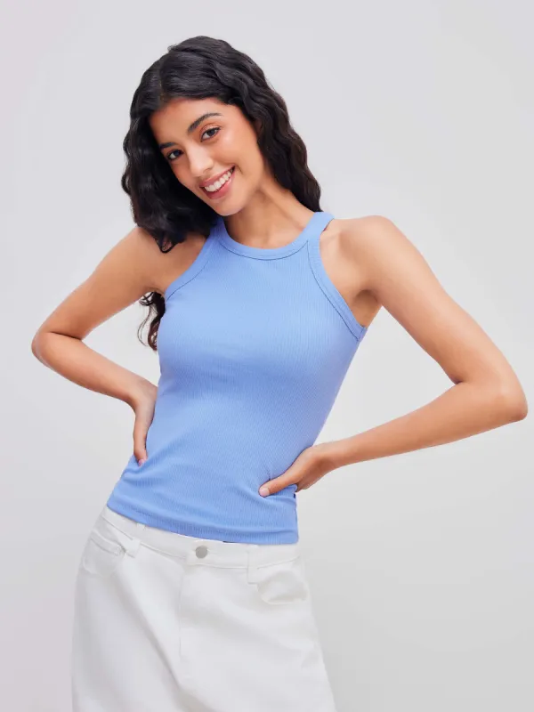 Cotton-blend Round Neckline Solid Tank Top sold by Cider