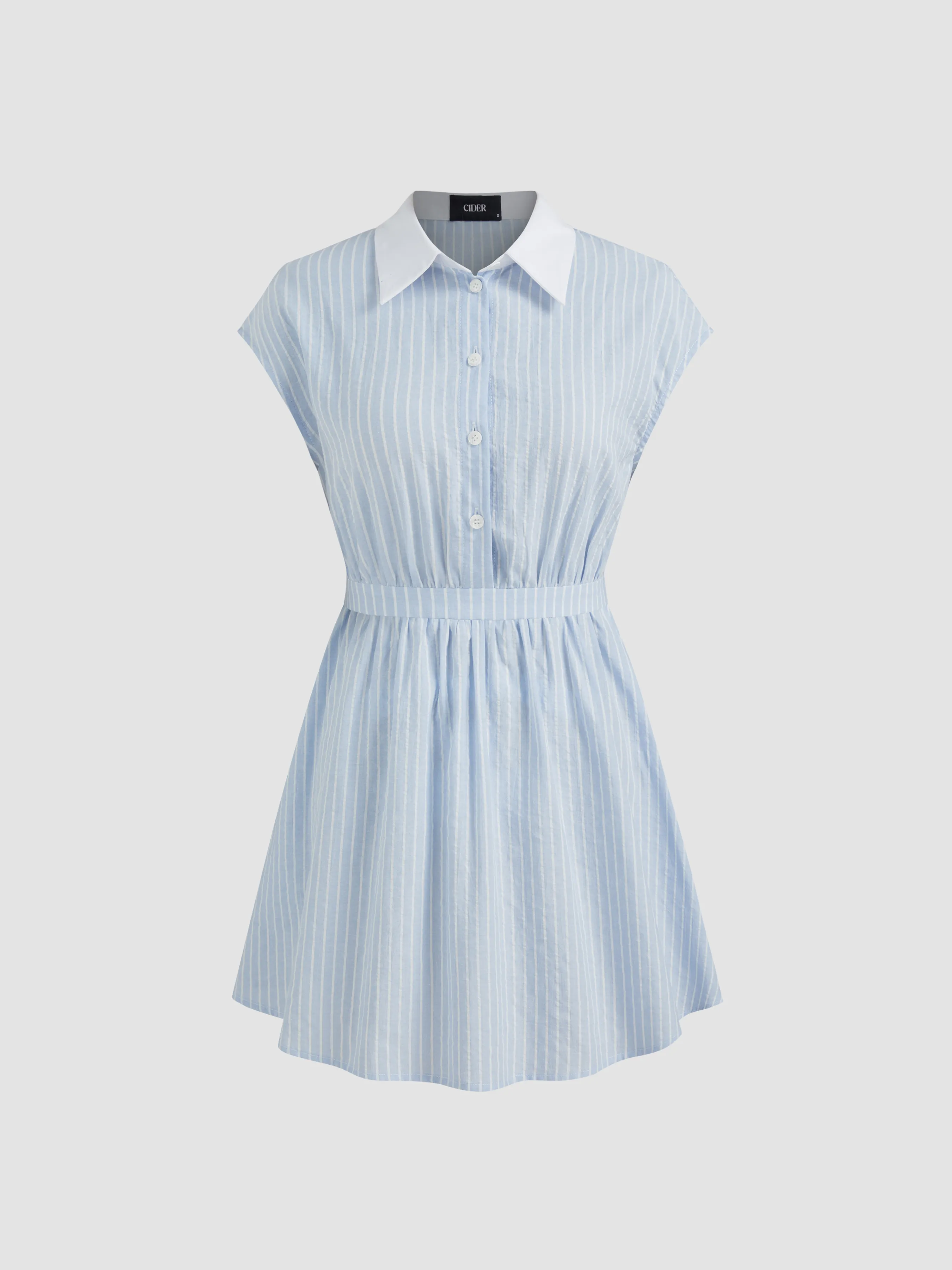 Cotton-blend Collar Striped Mini Dress sold by Cider