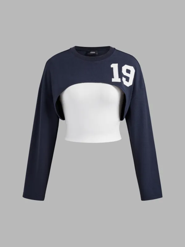 19 Round Neckline Crop Sweatshirt With Solid Cami Top sold by Cider