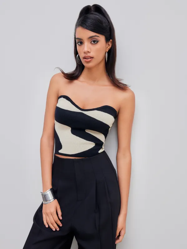 Knitted Abstract Crop Tube Top sold by Cider