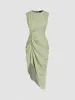 Boat Neck Asymmetrical Hem Ruched Midi Dress sold by Cider