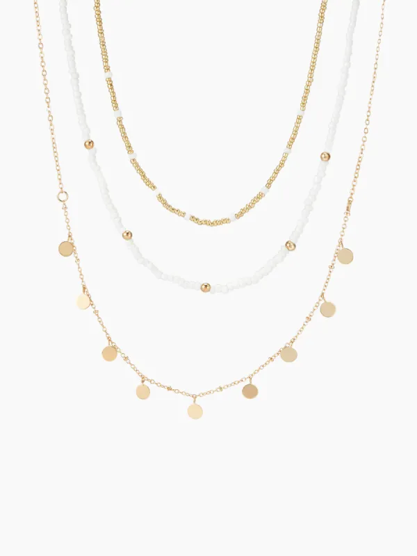 3PCS SEQUIN BEADED & CHAIN NECKLACE sold by Cider