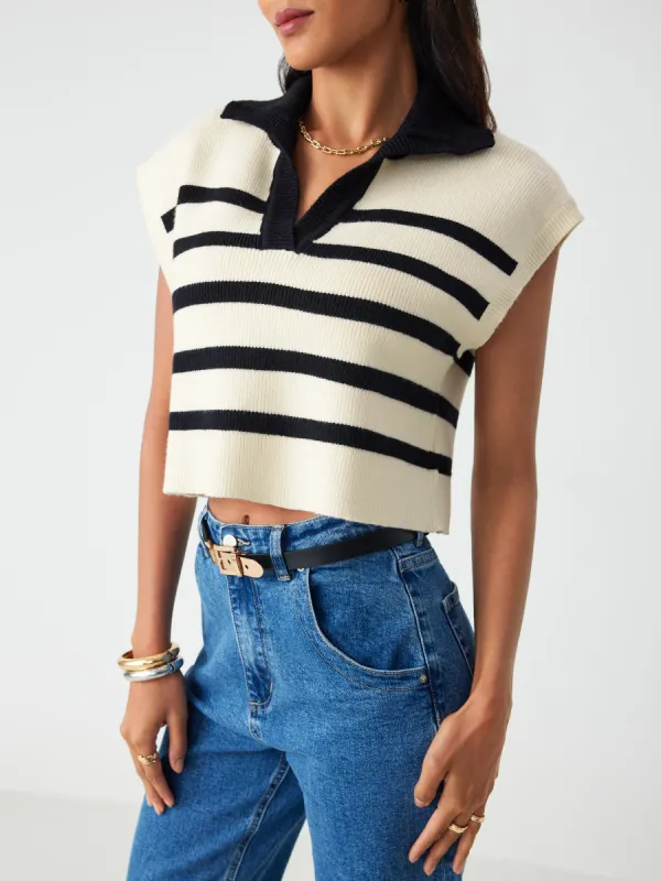  Knit Striped Polo Vest sold by Cider