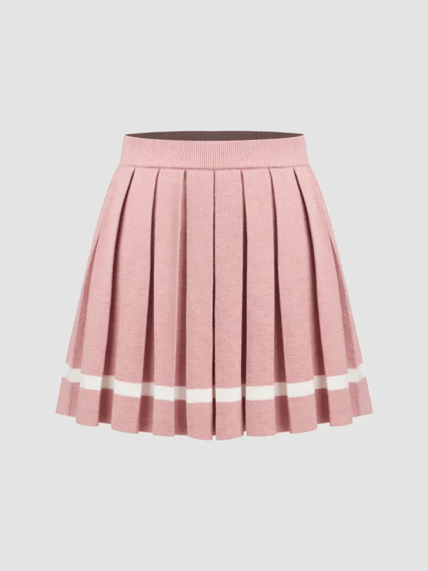 Knit Mid Rise Pleated Mini Skirt sold by Cider