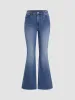 High Stretch Cider Denim Mid Rise Heart Embroidery Zipper Flared Jeans sold by Cider
