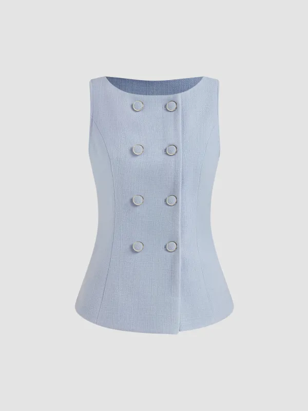 Tweed Boat Neck Button Tank Top sold by Cider