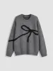 Knit Round Neckline Bowknot Oversized Sweater sold by Cider