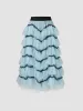 Mesh Mid Rise Contrasting Binding Tulle Layered Midi Skirt sold by Cider