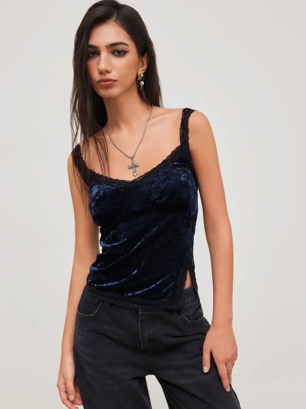 Velvet Sweetheart Solid Lace Trim Tank Top made by Cider