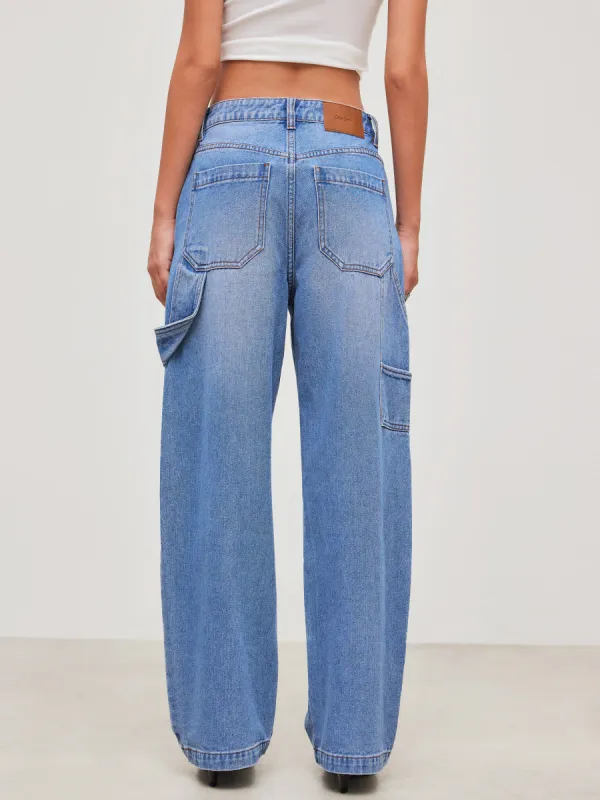 Cider Denim Mid Rise Zipper Pocket Straight Leg Jeans made by Cider