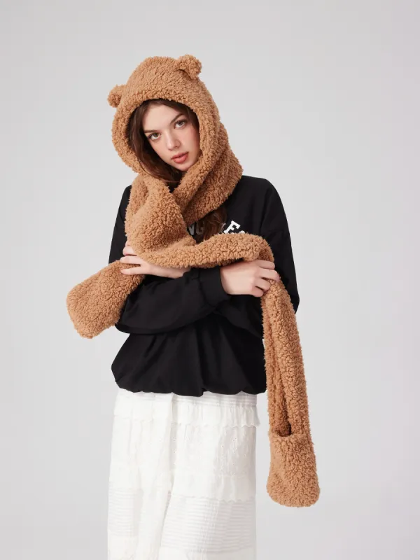 BEAR EAR KNITTED HOODED SCARF sold by Cider