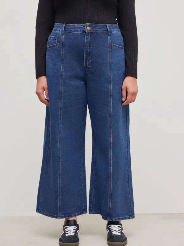 Cider Denim Mid Rise Pocket Wide Leg Jeans Curve & Plus sold by Cider