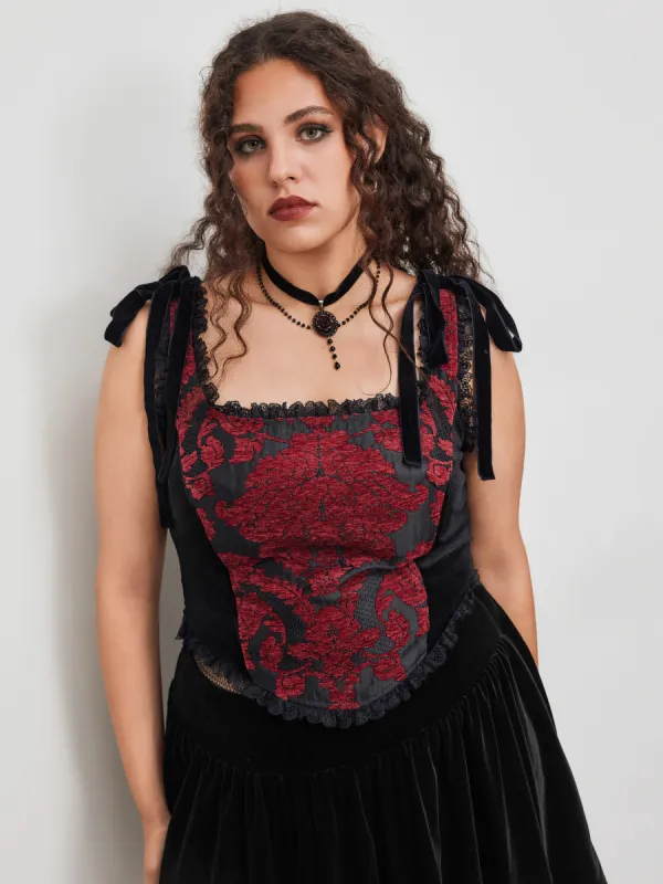 Scoop Neckline Floral Lace Knotted Cami Top Curve & Plus sold by Cider