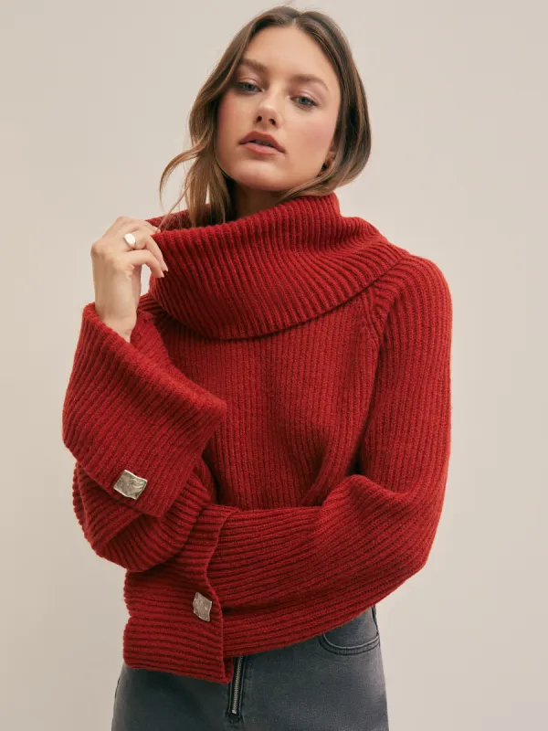 Seeing Red Oversized Turtleneck Sweater sold by Cider