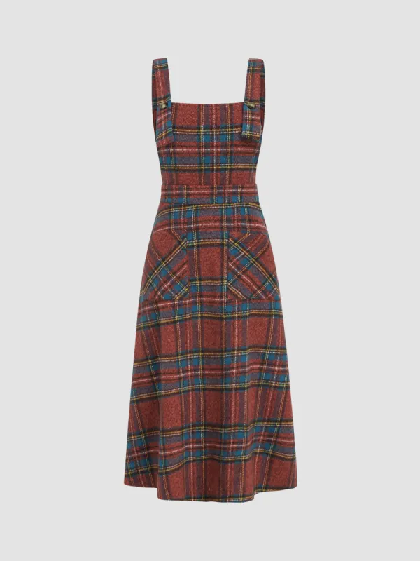 Gingham Buckle Pocket Ruffle Midi Dress sold by Cider