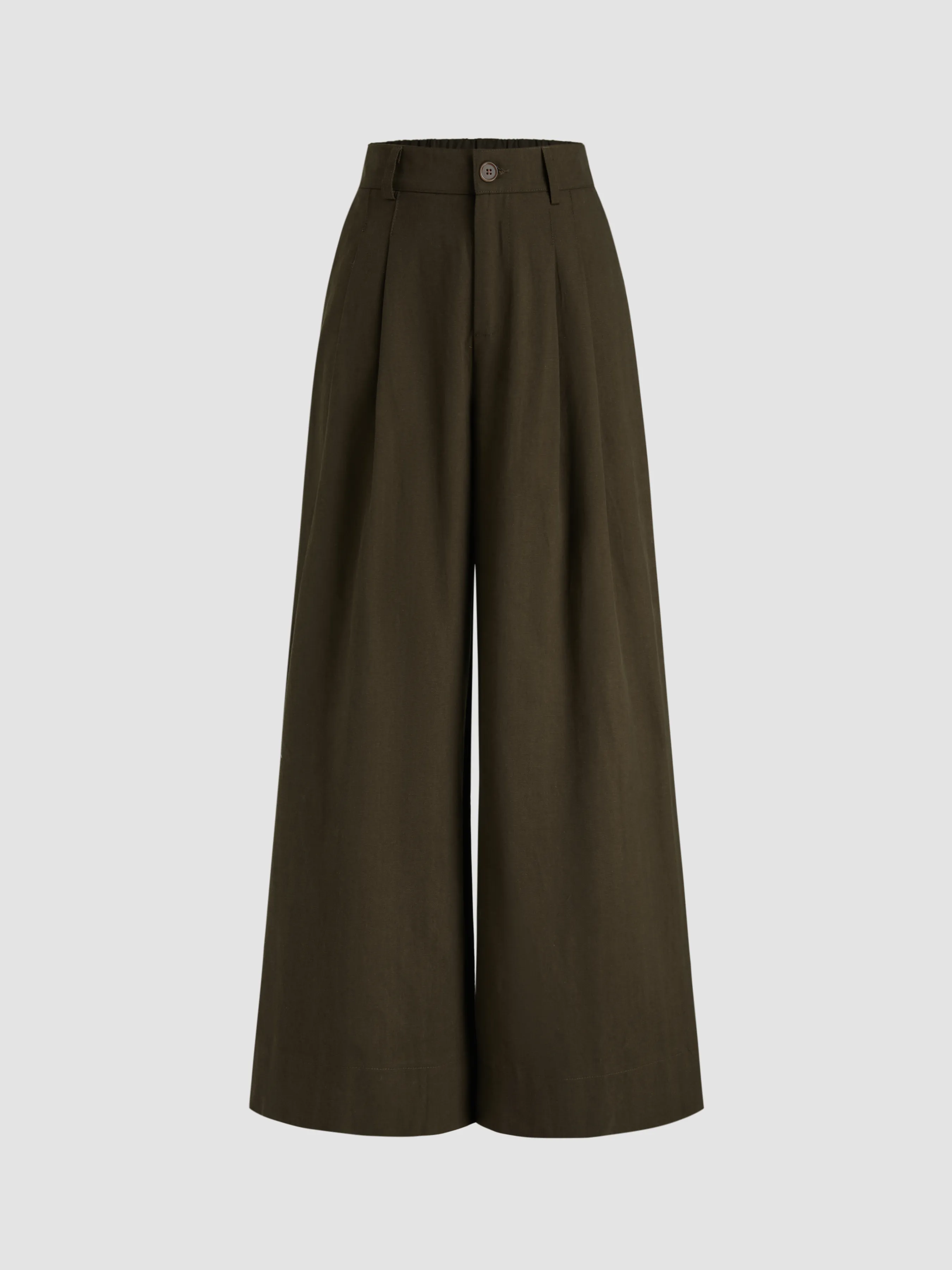 Silk-blend High Rise Solid Pocket Pleated Wide Leg Trousers sold by Cider