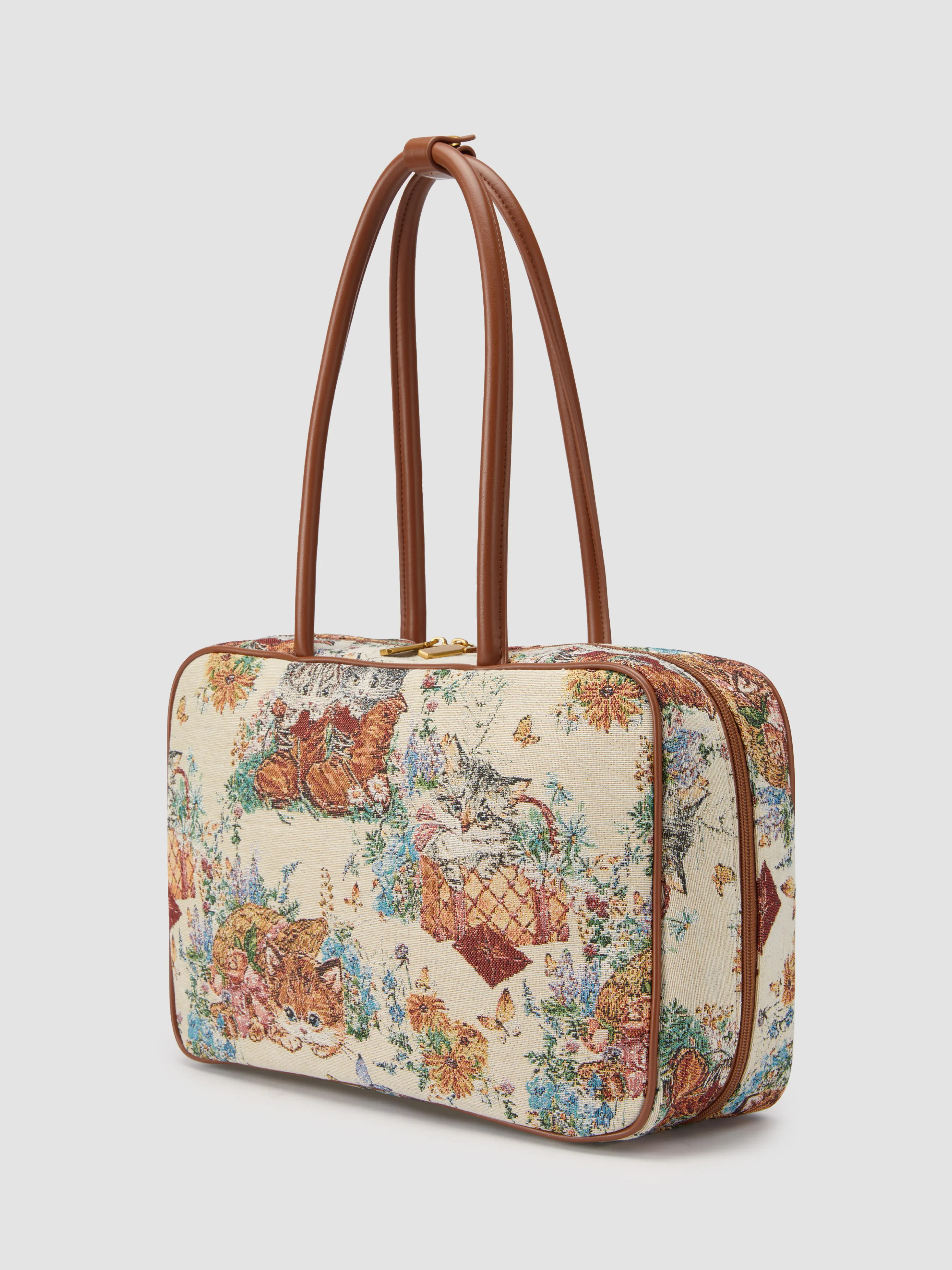 CAT & FLORAL TOTE BAG sold by Cider