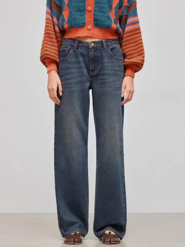Cider Denim Low Rise Solid Pocket Straight Leg Jeans sold by Cider