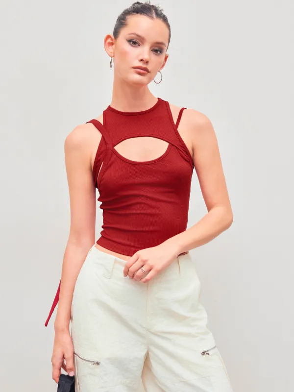 Y2K Outfits Cute Tops Jersey Round Neckline Solid Cut Out Crop Top For Daily Casual sold by Cider