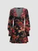 Velvet V-neck Floral Mini Dress sold by Cider