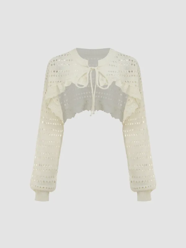 Round Neck Knotted Knitted Cardigan sold by Cider