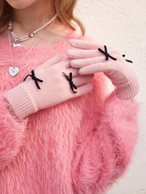 BOWKNOT KNITTED GLOVES sold by Cider