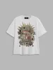 Cotton-blend Round Neckline Floral Butterfly Mushroom Graphic Oversized Tee sold by Cider