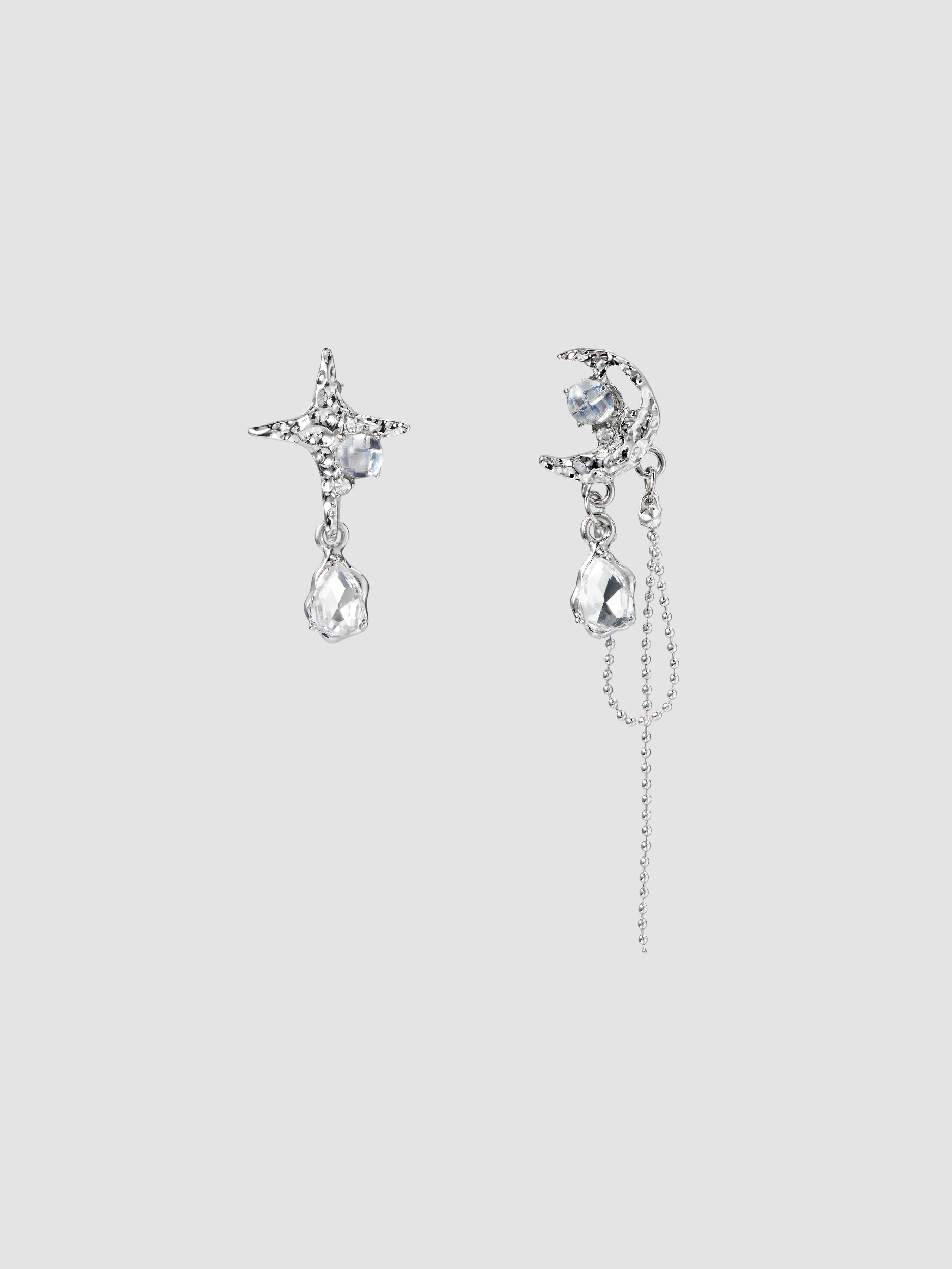 RHINESTONE DECOR MOON & STAR STUD EARRINGS sold by Cider