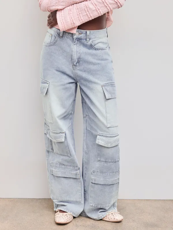 Cider Denim Mid Rise Solid Cargo Jeans made by Cider