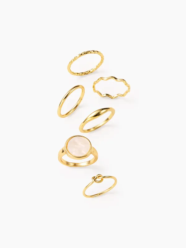 6PCS GEMSTONE & WAVE & TWIST & KNOT RING sold by Cider