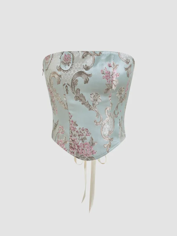 Floral Lace Up Crop Tube Top sold by Cider