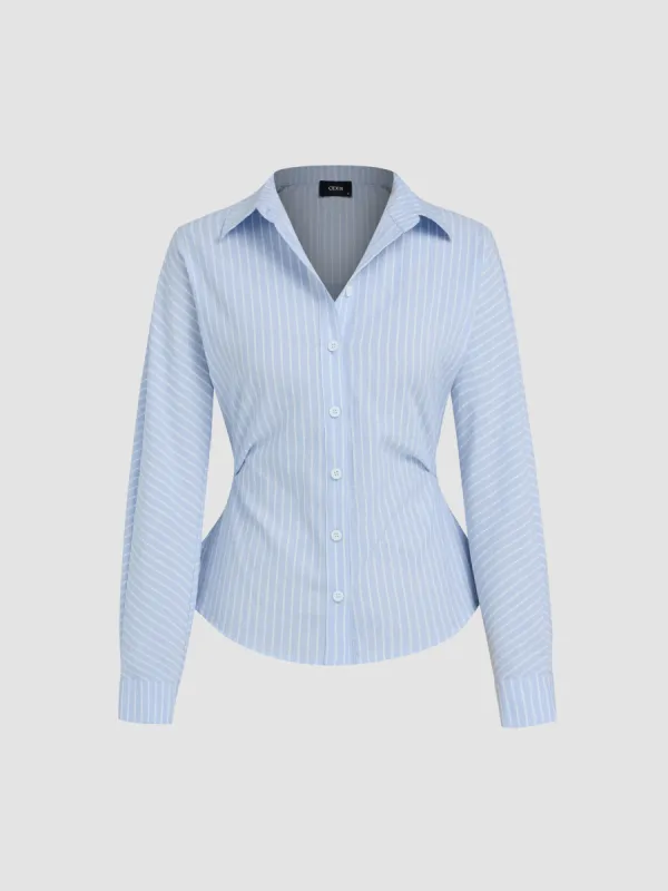 Collar Striped Long Sleeve Shirt sold by Cider