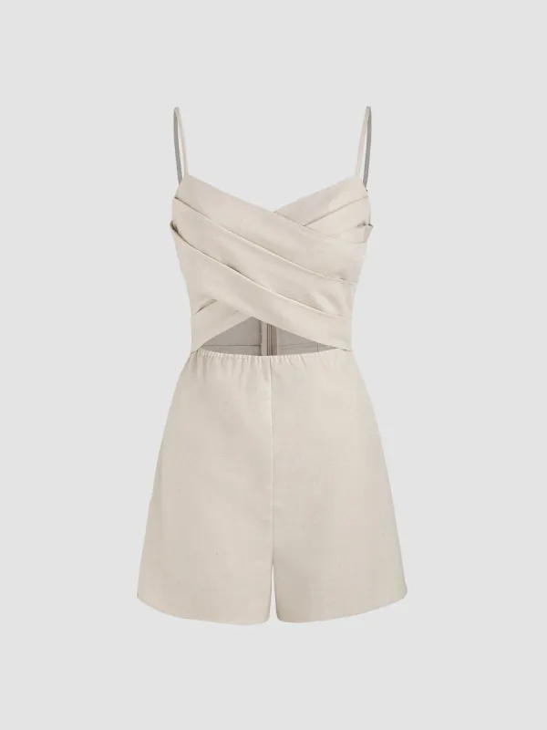 Linen-blend Sweetheart Solid Romper sold by Cider