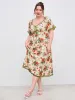 Square Neck Strawberry Graphic Contrasting Lace Trim Midi Dress Curve & Plus sold by Cider