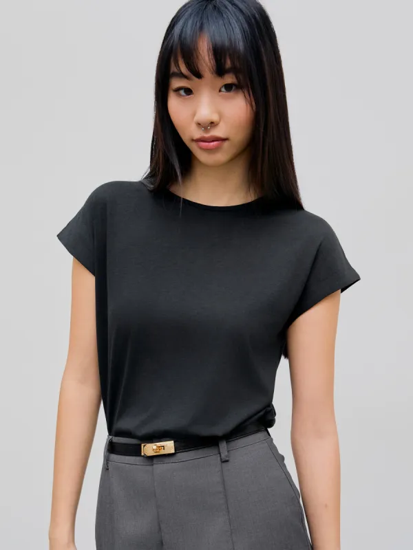 Round Neck Solid Short Sleeve Bodysuit sold by Cider