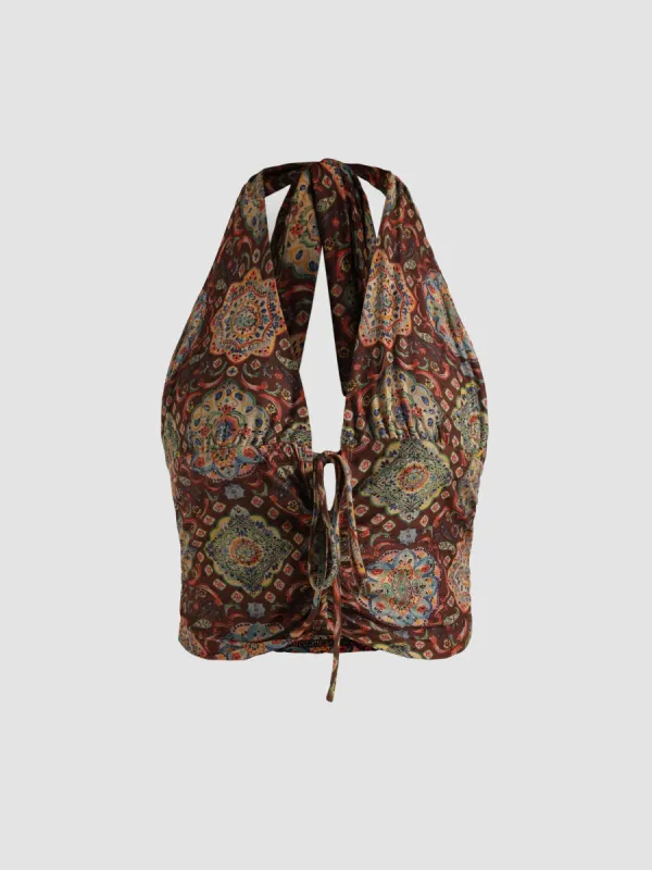 Boho Paisley Halter Tank Top sold by Cider