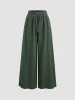 Mid Rise Solid Pocket Wide Leg Trousers sold by Cider