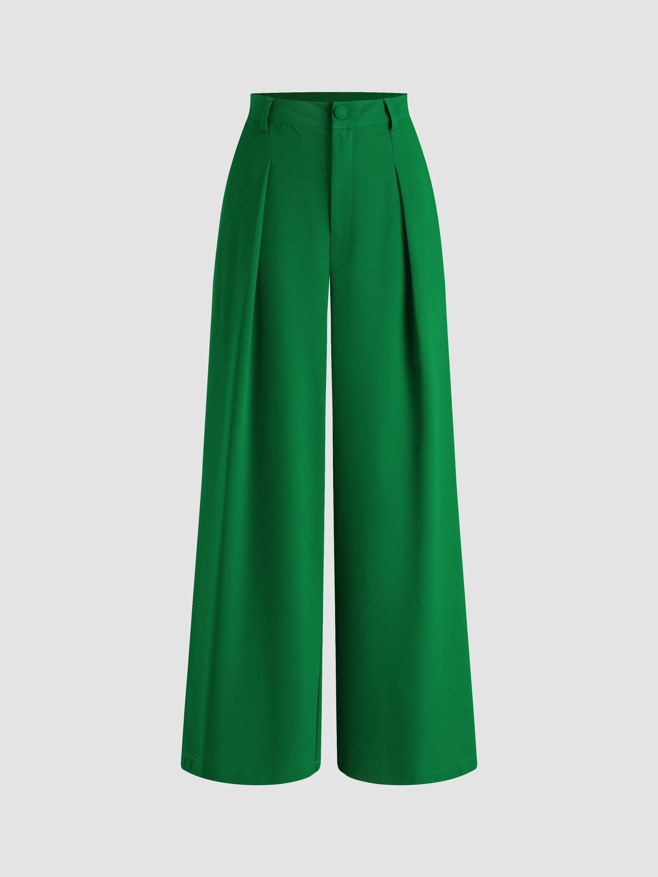 High Waist Solid Zipper Wide Leg Trousers sold by Cider