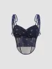 Mesh V-neck See-through Star Graphic Corset Knotted Crop Top sold by Cider