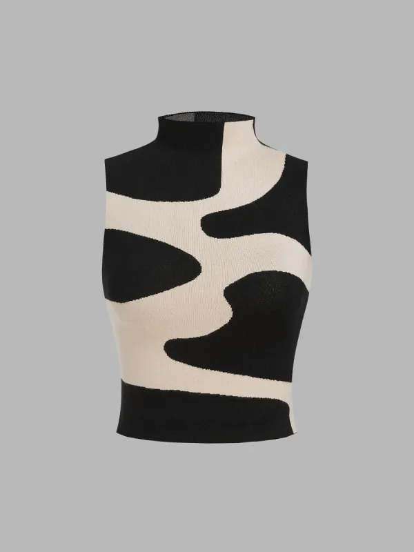 Knitted Zebra Stripe Sleeveless Crop Top sold by Cider