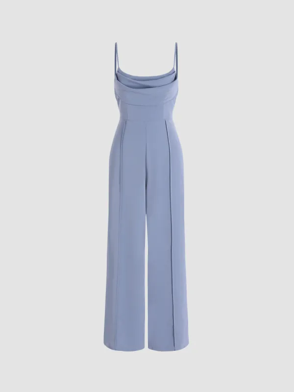 Solid Cowl Neck Stitch Jumpsuit sold by Cider